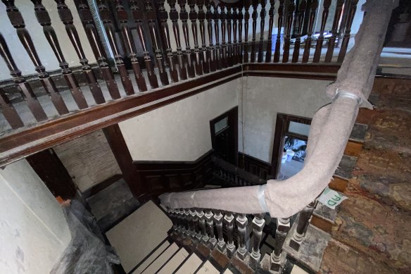 The interior staircase of Home is built in western red cedar.