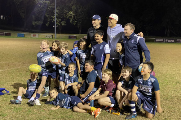 Israel Folau helped train the under-10s at Brothers Rugby Club on Origin night, just up the road from Suncorp Stadium.