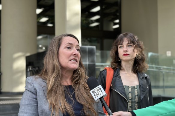 Disrupt Burrup Hub protester Kristen Morrissey alongside fellow protester Joana Partyka.