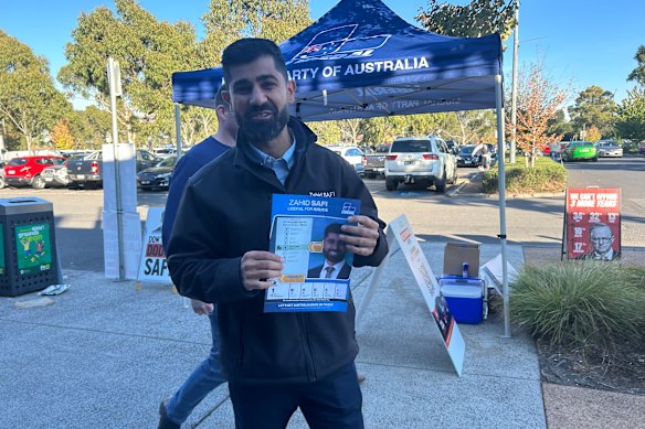Liberal candidate Zahid Safi voting in Bruce on election day.