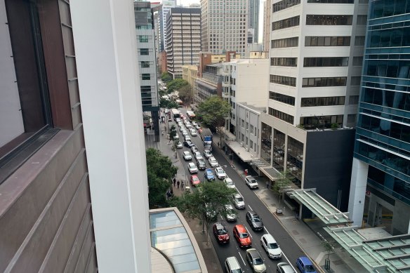 Traffic was backed up on Ann Street in the CBD during the morning commute.