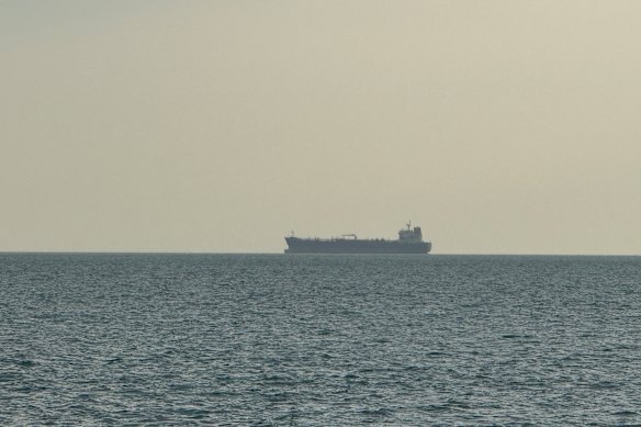 One of the many ships that pass through the Malacca Straits.