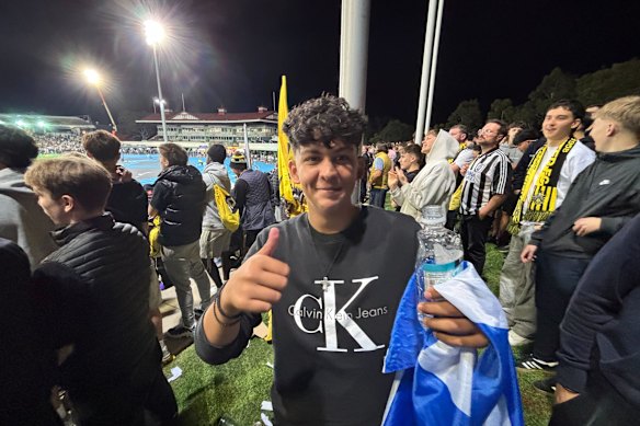 Theo Karaparidis, 15, is a young, but lifelong Heidelberg United fan.
