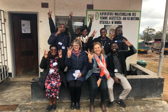 Eureka Prize winner Professor Julie Bines (front, second from left) with members of the clinical trial team for the rotavirus vaccine in Blantyre, Malawi.