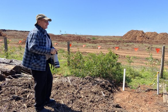 Ted Fensom from the Albert and Logan Conservation Group is among conservationists questioning why koala habitat near Flagstone has been clear-felled for homes, despite Queensland’s Koala Conservation Strategy being introduced in August 2020.