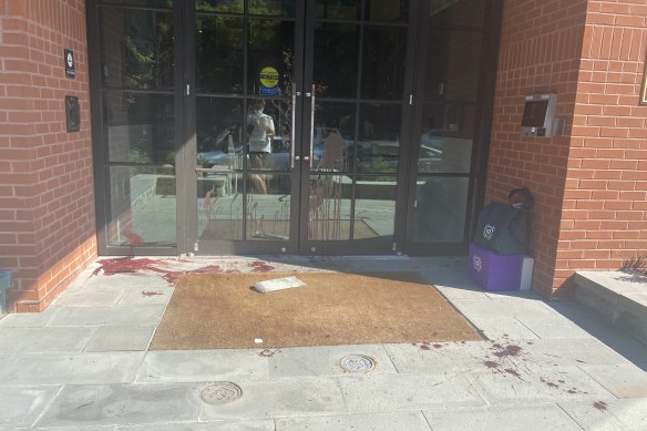 The scene at the front door the next day. 