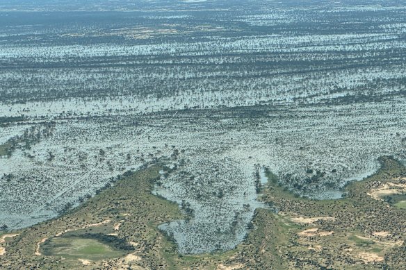 A flooded area of Innamincka Station, in north-east South Australia on April 8.