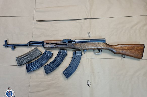 An SKS seized in 2022 by police investigting a drug network.