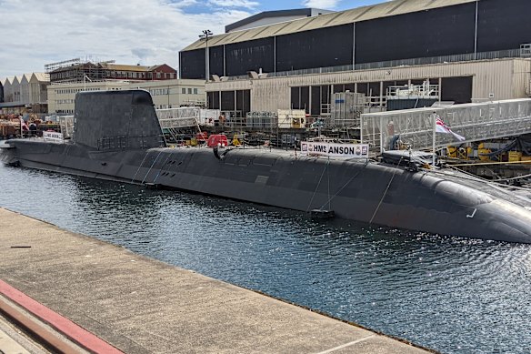 HMS Anson, a British Astute-class submarine, is visiting Australia for a month-long maintenence period. 