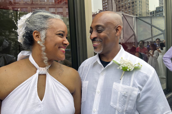 Hazel Seivwright-Carney and her husband Rohan Carney finally got a wedding ceremony at the mass service in New York.