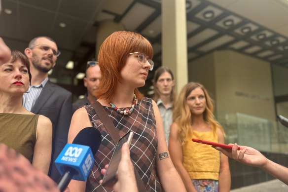 Joanna Partyka, Gerard Mazza, Matilda Rose, Emil Davey and Tahlia Stolarski outside Perth Magistrates Court following the hearing on Tuesday.