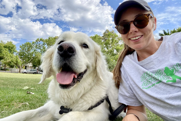 Best mates: Viney with Charlie, her therapy dog that died in February.