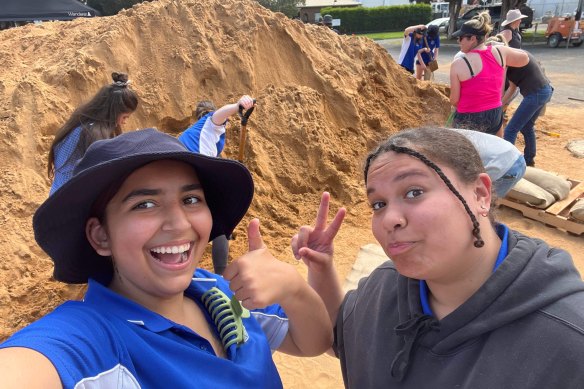 Nathalia Secondary College students have been filling sandbags to help the community.