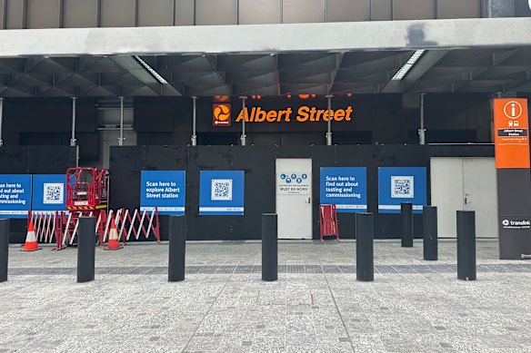 Near the top of the plaza, the northern entrance to the not-yet-opened Albert Street station is now visible.