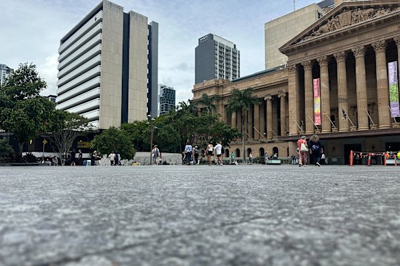 King George Square has a few trees around the edges, but generally the area is a thoroughfare.