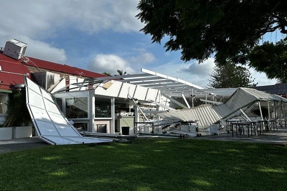 The Officers Mess on Saturday morning, after the freak storm the night before.