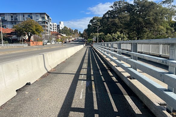 The delayed Malcolm Street Bridge barrier project in West Perth.