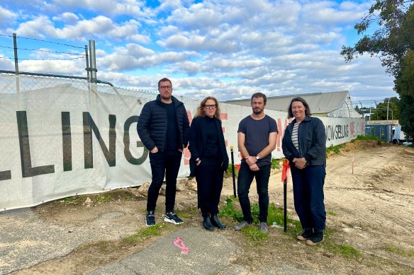 Taking a stand: Fremantle architects  (left to right) Mark Zuvela, Emma Williamson, Matt Delroy-Carr and Jennie Officer in front of the Locus’ Monument East development.
