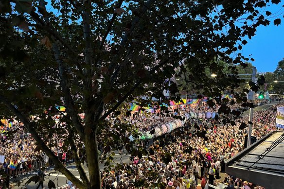 The First Nations float: a 20-metre Rainbow Serpent