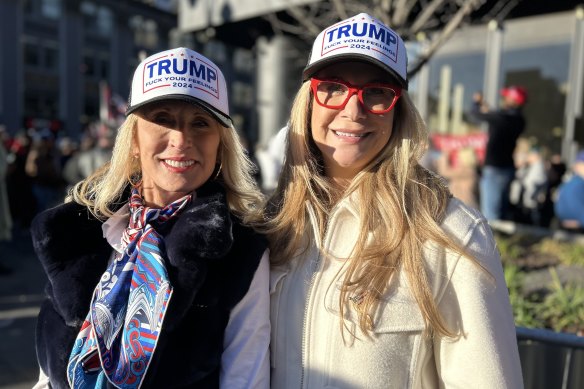 Melissa Shelly and Elaine Gardner were among the New Yorkers trying to get into the Trump rally on Sunday.