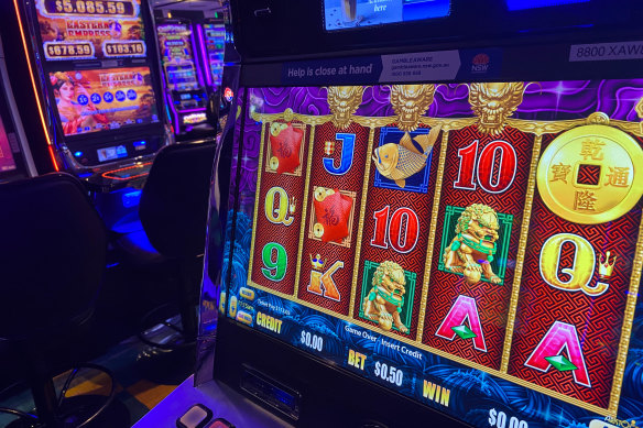 Poker machines at Bankstown Sports Club.