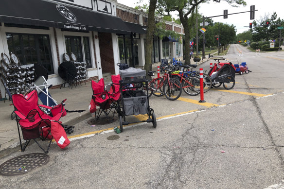 Terrified parade-goers fled Highland Park’s Fourth of July parade after shots were fired, leaving behind their belongings as they sought safety.