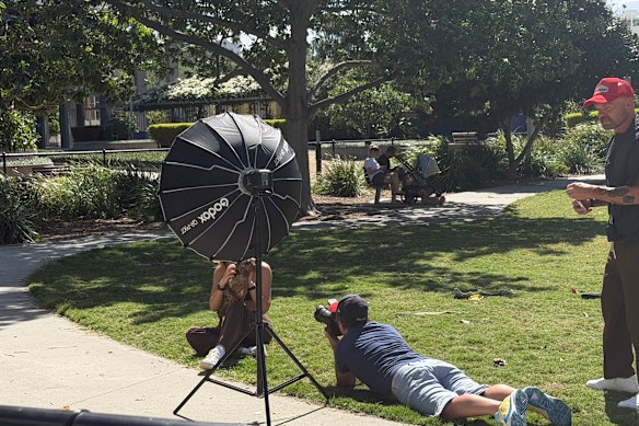 A dog stars in a photoshoot. Just another day in Newstead.