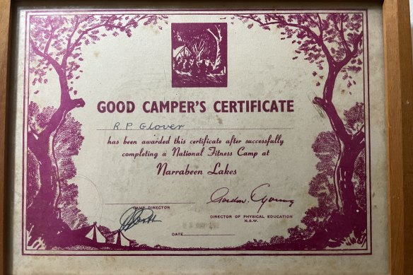 Richard Glover’s prestigious Good Camper’s Certificate.