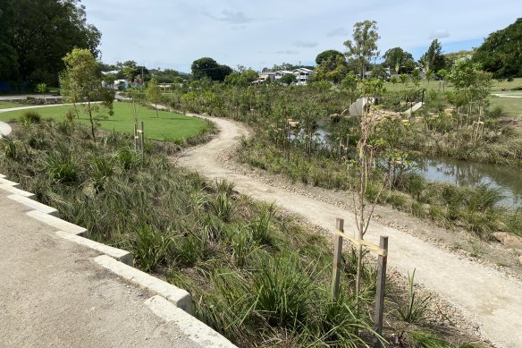 Hanlon Park at Stones Corner has been transformed into a reed-line wetlands to slow the flow of water.