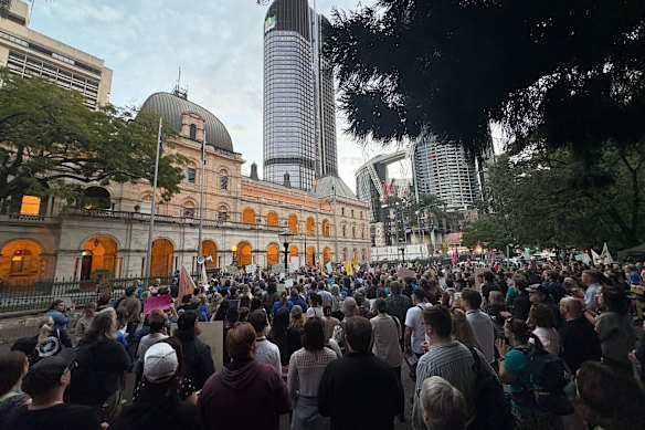 Teachers rallied outside Queensland Parliament in June as the state budget was delivered.