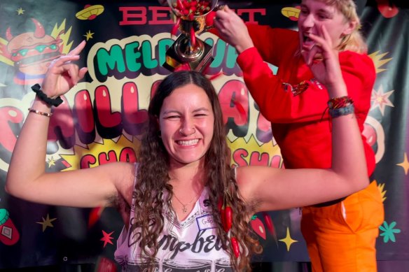 Gabby Del Castillo – winner of the Melbourne Chilli Eating Championship. 