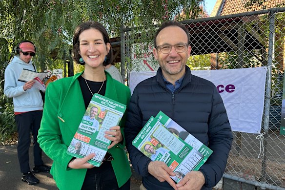 Greens leader Adam Bandt, pictured with the party’s Victorian leader Ellen Sandell, says his team has “been working incredibly hard” to retain their seats.
