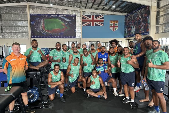 Fijian Drua players preparing ahead of their game against the Waratahs in Lautoka. 