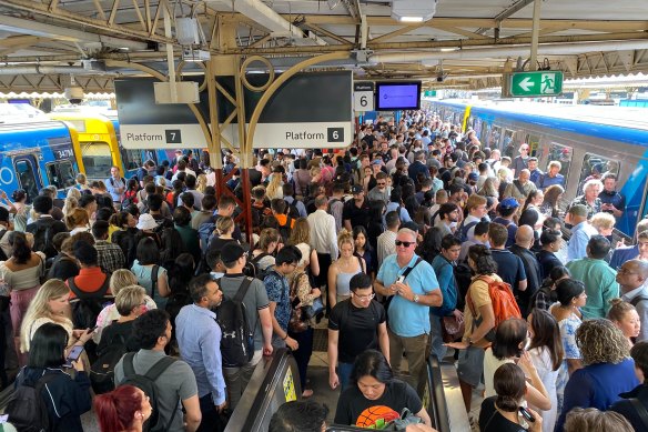 Chaos for commuters at Flinders Street on Tuesday afternoon.