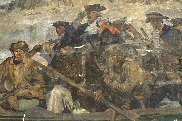 The 1921 George M. Harding mural of George Washington crossing the Delaware River in 1776.