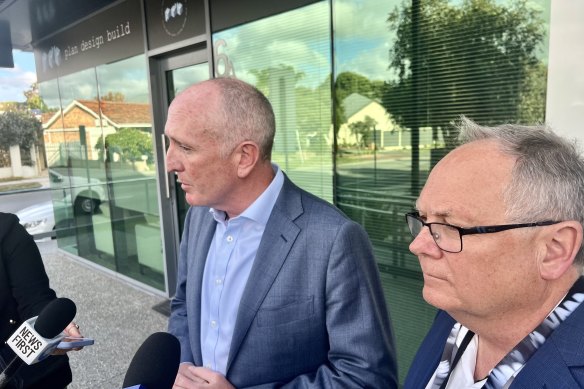 Ministers Stephen Dawson and David Templeman speak to media after endorsing Roger Cook to become the next premier of WA.