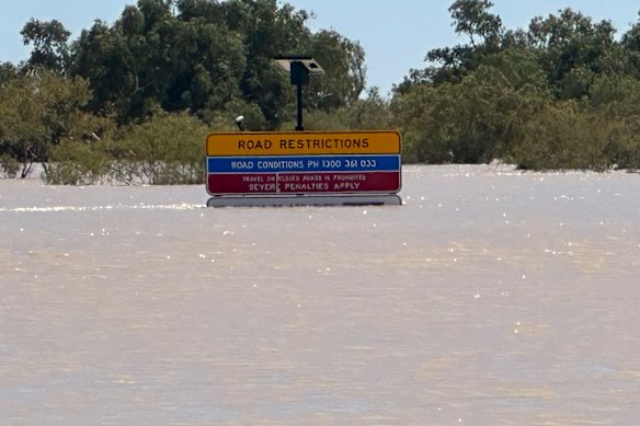 The flooding at Innamincka Station in north-east South Australia on April 8.