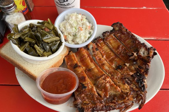 BBQ spare ribs from Fat Matt’s Rib Shack in Atlanta.