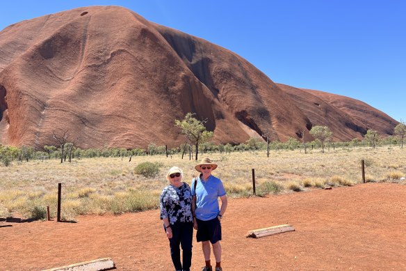 Tony and Amanda Palmer, visiting Uluru on Monday from Adelaide, have both voted Yes in the referendum.