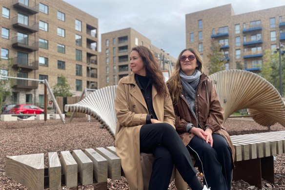 Linda Thiel (left), director at White Arkitekter, and Dubravka Polic, a senior development manager at Be First, at the Gascoigne Neighbourhood in Barking, one of the largest urban regeneration sites in London.