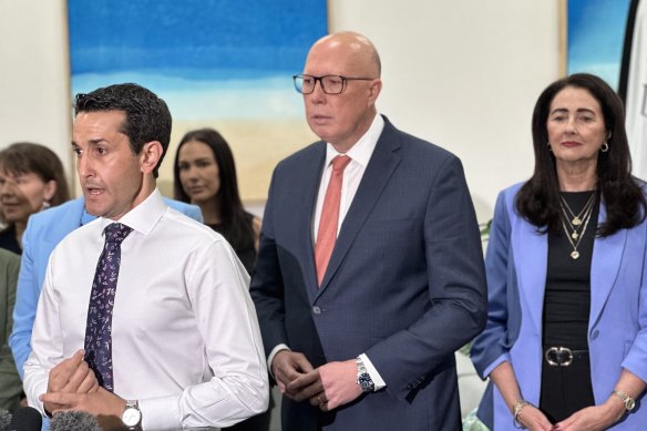David Crisafulli and Peter Dutton at the October 4 campaign stop.