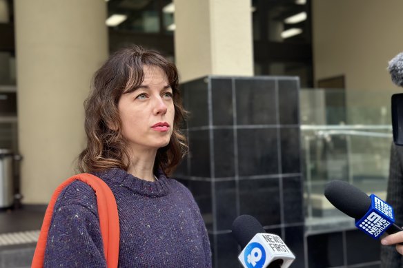 Disrupt Burrup Hub protester Joana Partyka outside Perth Magistrates Court.