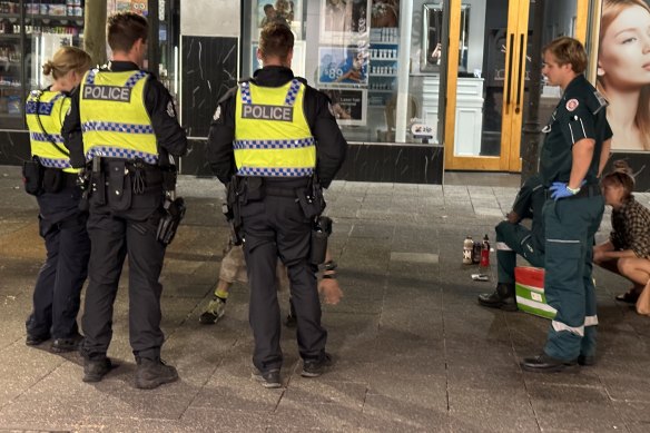 WA Police intervene on a Friday night in Fremantle.