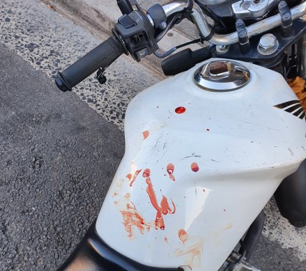 The aftermath of an alleged assault on a Menulog rider last month.