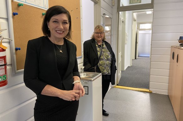 Communities Minister Leeanne Enoch and Micah Projects chief executive Karyn Walsh at the old West End Police Station which will be renovated as a health and housing community centre in one of Brisbane’s homelessness hotspots.