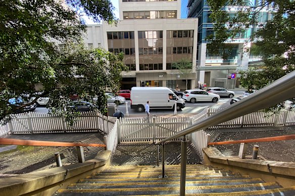 The view of Ann Street from the School of Arts building.