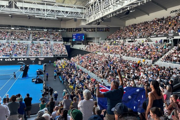 The crowd at the first round match between Thanasi Kokkinakis and Sebastian Ofner on John Cain Arena.