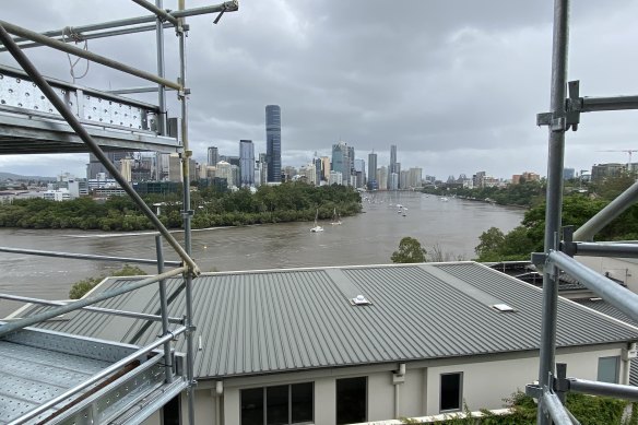 The views over the Brisbane CBD from the top verandah at Home, originally built by the Lamb family between 1901-1902.