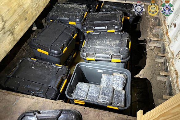 The drugs were concealed in underground bunkers hidden beneath shipping containers.
