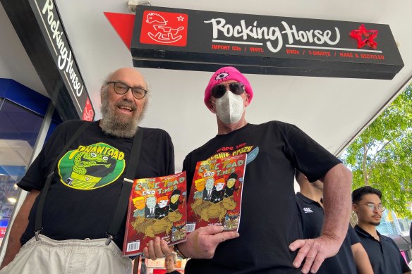 Stephen Stockwell (left) and Johnny La Rue with their 2024 edition of The Cane Toad Times.